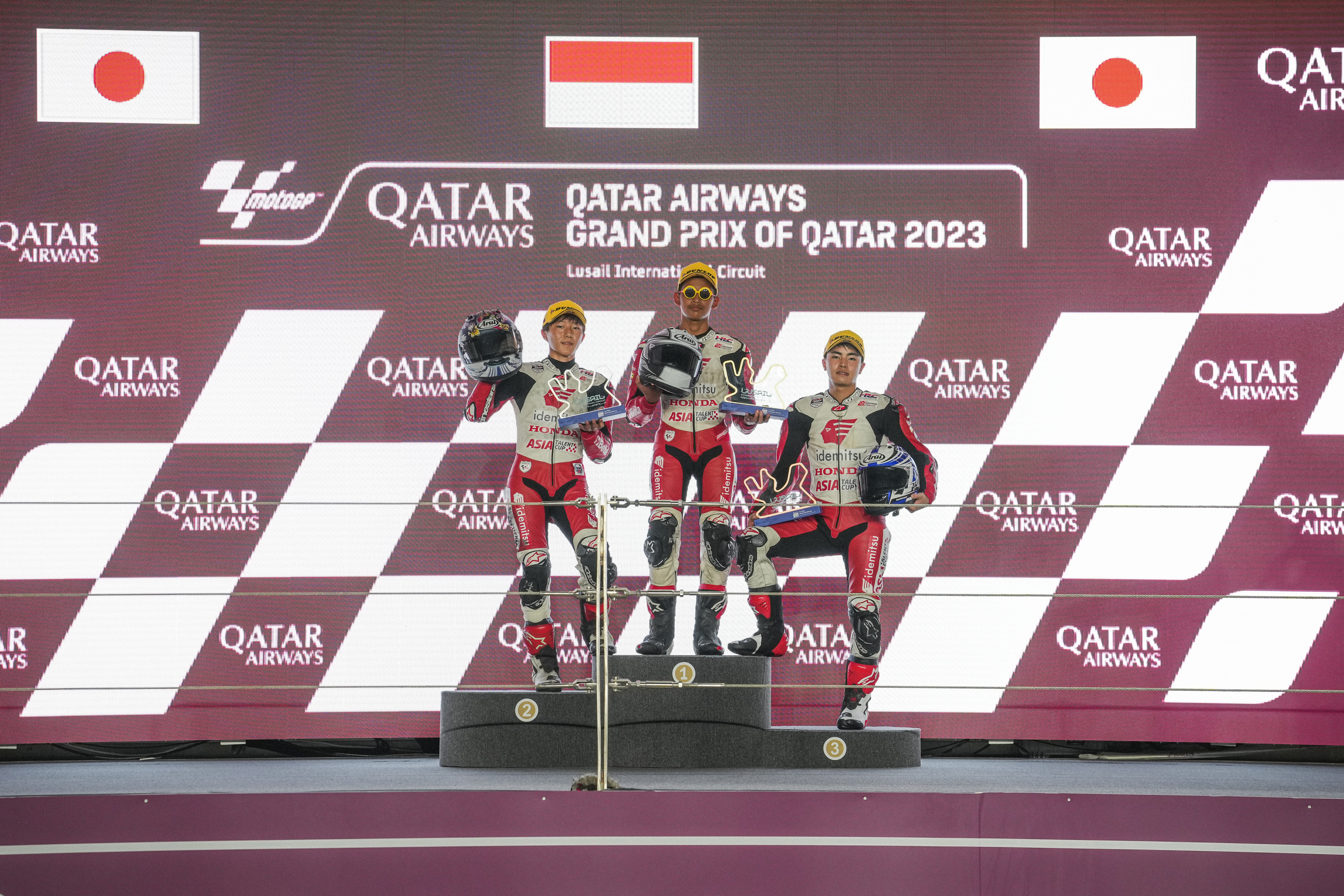 Podium Race 1 | Round 6 Qatar | 2023 Idemitsu Asia Talent Cup